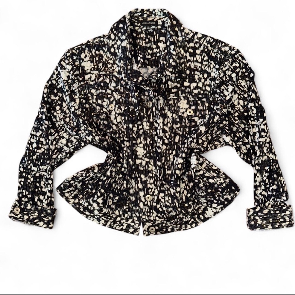 Elegant Black and White Patterned Jacket Sparkle XL